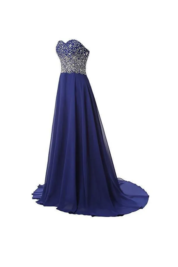 A Line Prom Dresses Chiffon Sweetheart Evening Dresses PG264