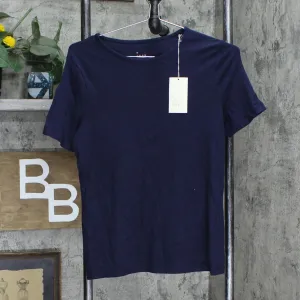 A New Day Women's Slim Fit Short Sleeve Crewneck Fitted T-Shirt Navy Blue M