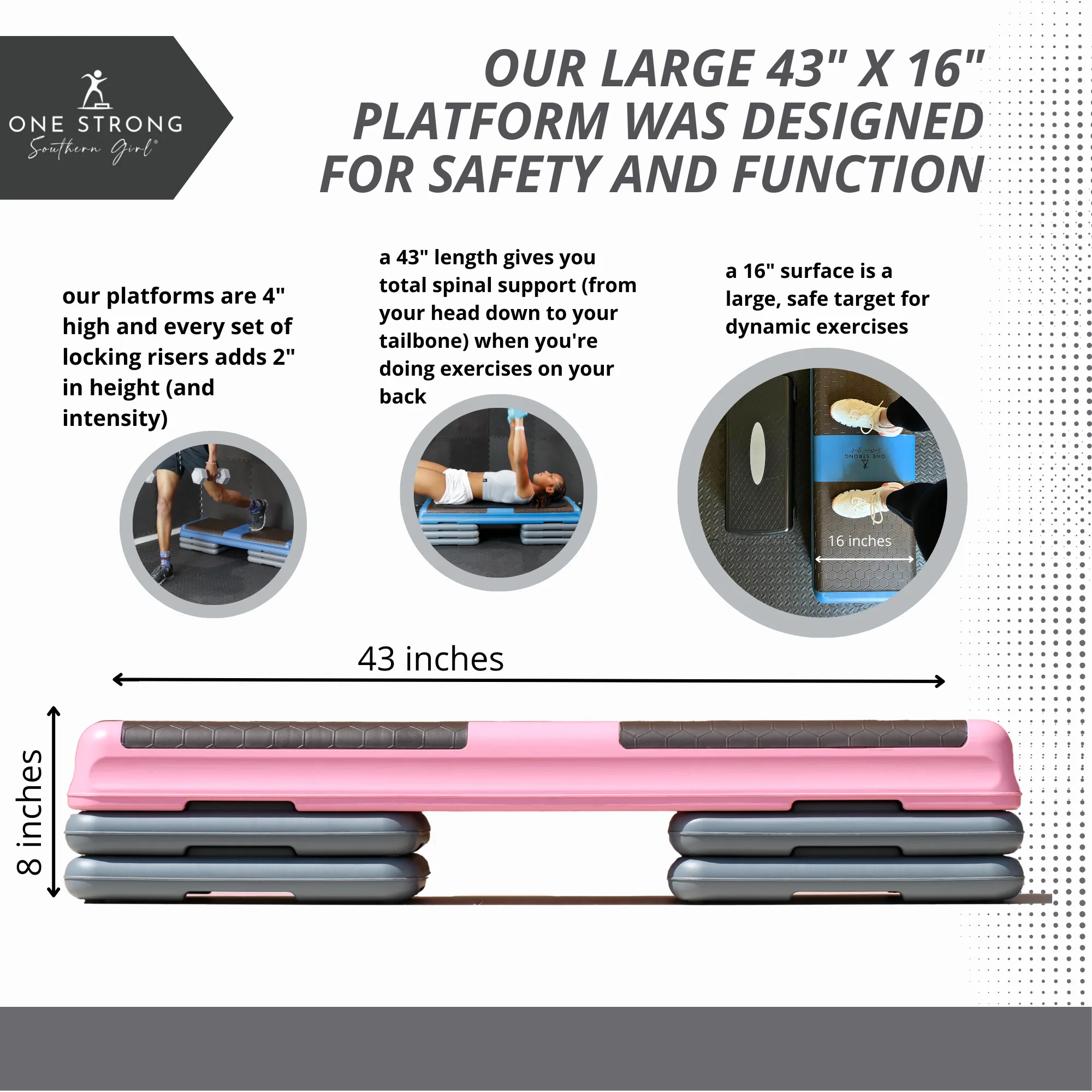 Aerobic Exercise Step Platforms with 6 Adjustable Locking Risers