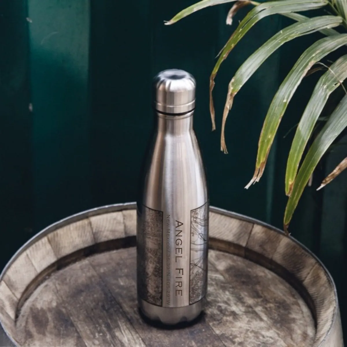 Angel Fire - New Mexico Engraved Map Insulated Bottle