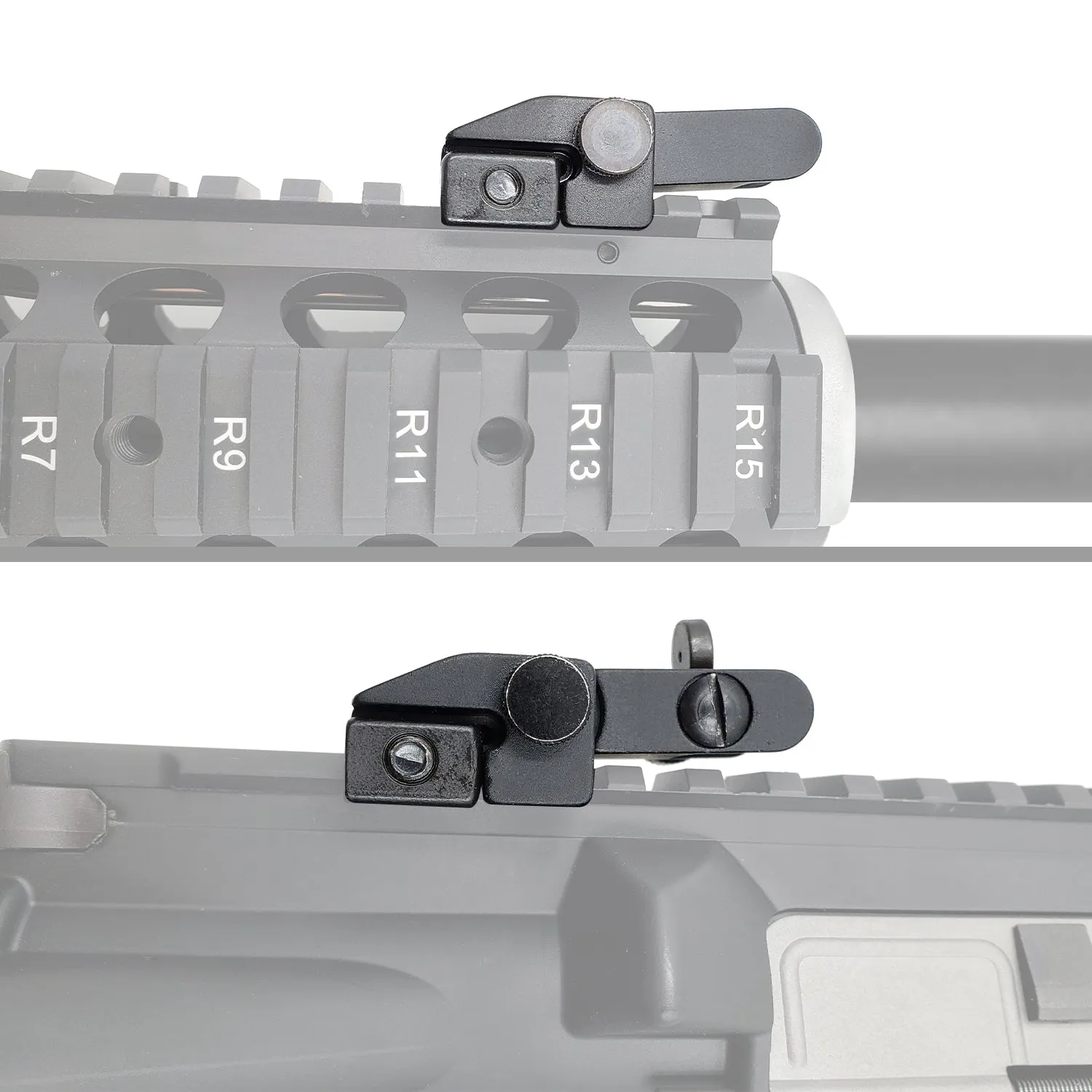 AYIN Tactical Flip Up Inline Iron Sights for Rifle, Rapid Transition Backup Front and Rear Iron Sight, Picatinny Rail and Weaver Rail