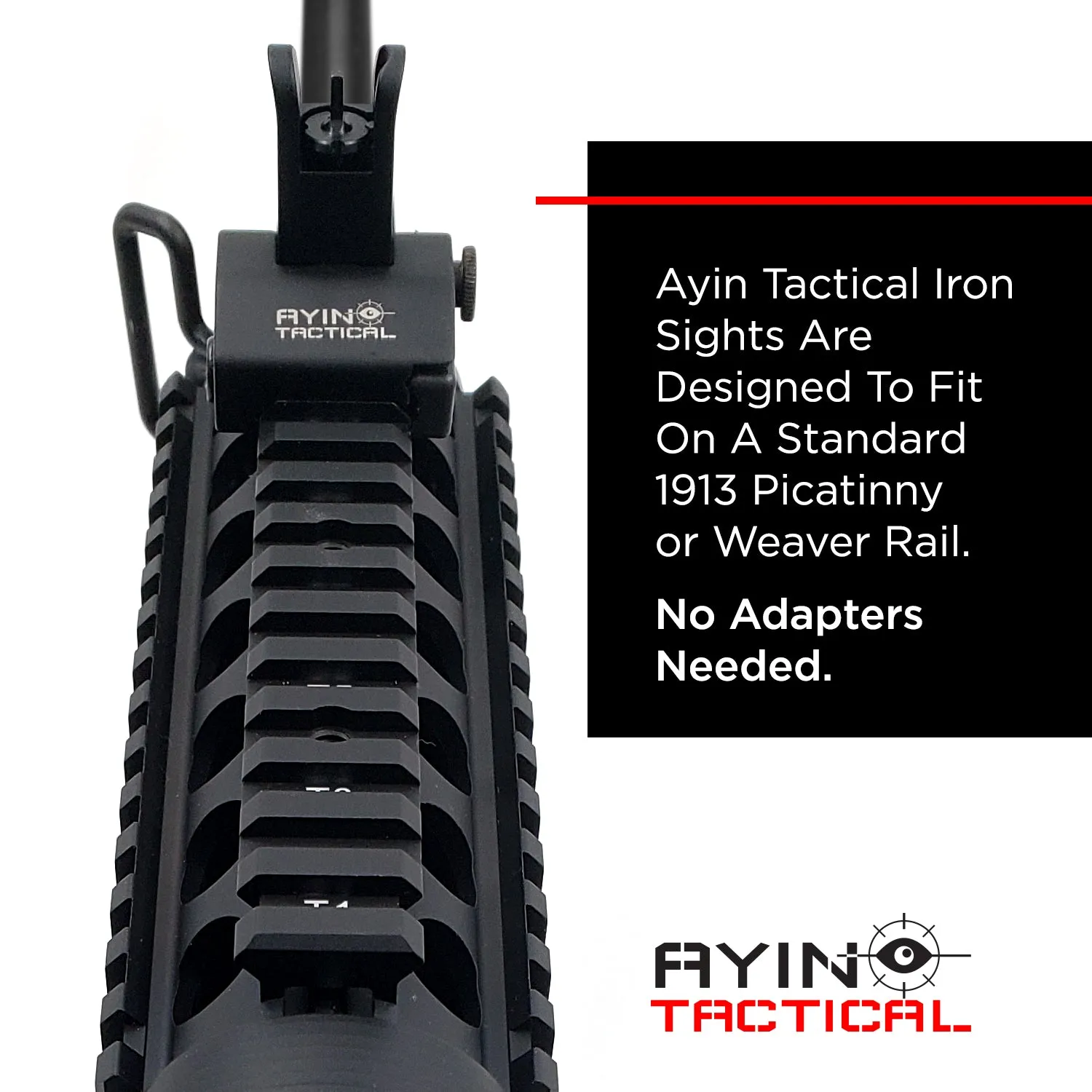 AYIN Tactical Flip Up Inline Iron Sights for Rifle, Rapid Transition Backup Front and Rear Iron Sight, Picatinny Rail and Weaver Rail