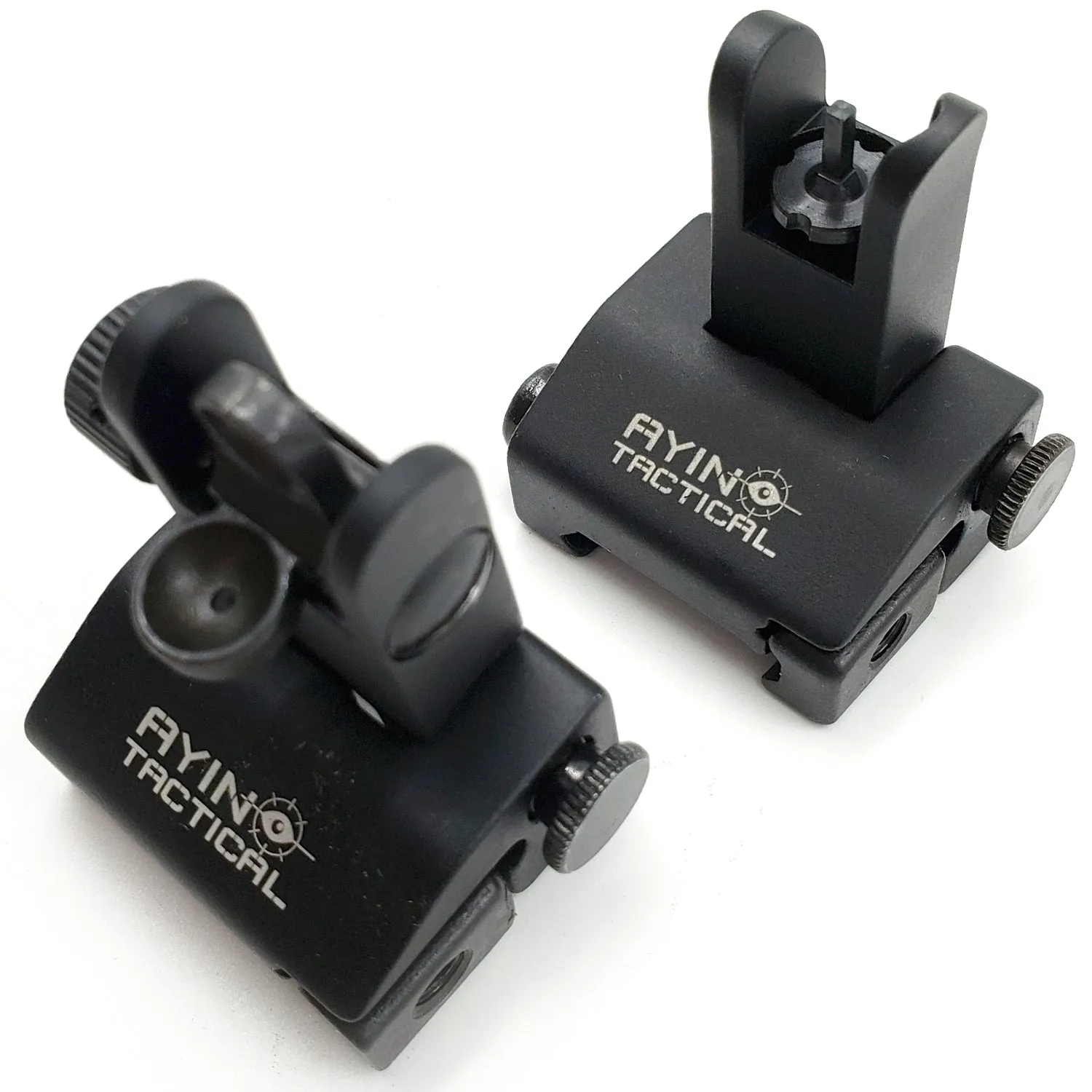 AYIN Tactical Flip Up Inline Iron Sights for Rifle, Rapid Transition Backup Front and Rear Iron Sight, Picatinny Rail and Weaver Rail