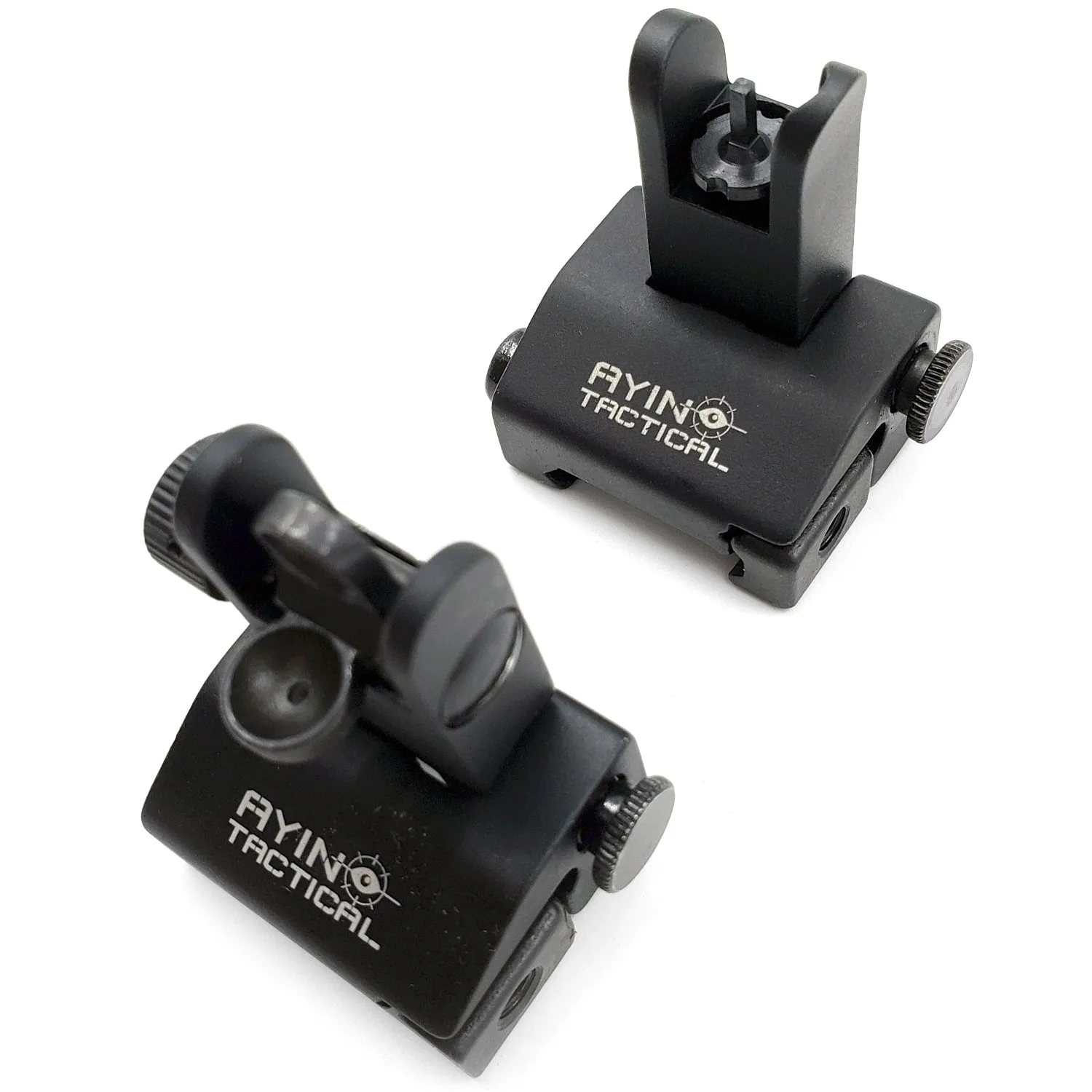 AYIN Tactical Flip Up Inline Iron Sights for Rifle, Rapid Transition Backup Front and Rear Iron Sight, Picatinny Rail and Weaver Rail