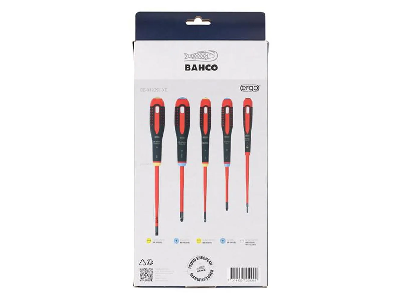 Bahco Xmas Be-9882Sl Ergo Slim Vde Insulated Screwdriver Set, 5 Piece