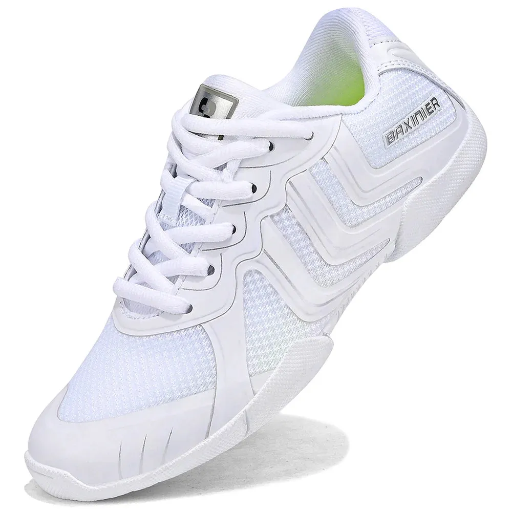 BAXINIER Girls White Cheerleading Shoes Lightweight Youth Cheer Competition Sneakers kids Breathable Training Dance Tennis Shoes