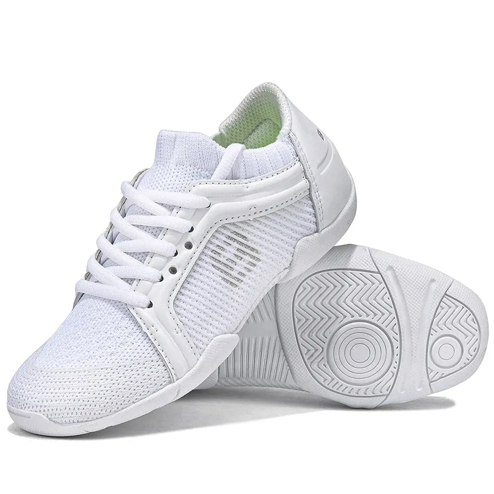BAXINIER Girls White Cheerleading Shoes Lightweight Youth Cheer Competition Sneakers kids Breathable Training Dance Tennis Shoes