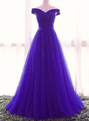 Beautiful Purple A-line Long Off Shoulder Prom Dress, New Prom Dress