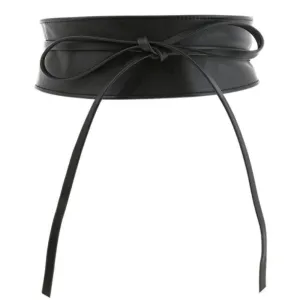 Black Leather Wrap Around Waist Belt