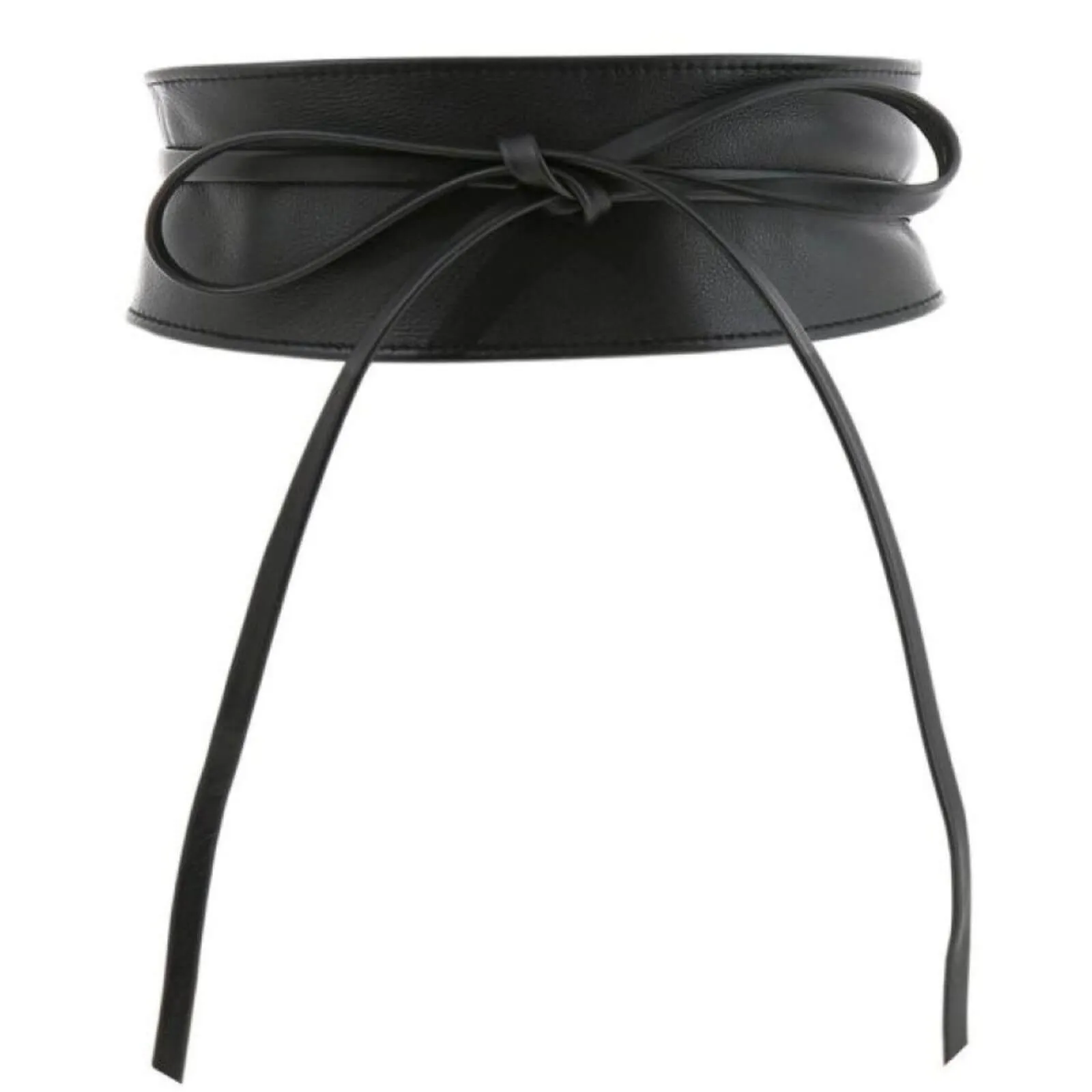 Black Leather Wrap Around Waist Belt