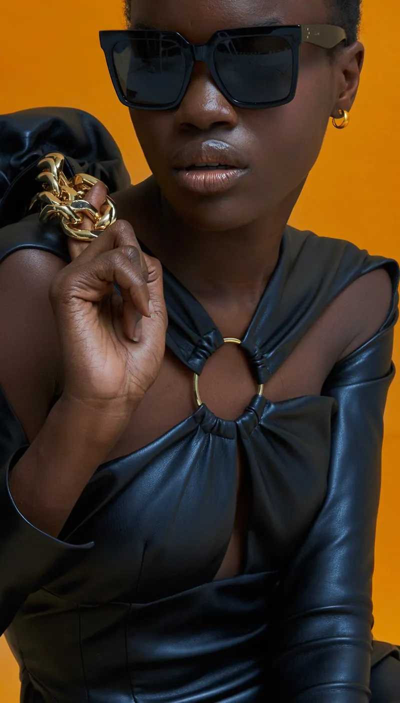 Black Vegan Leather  Dress