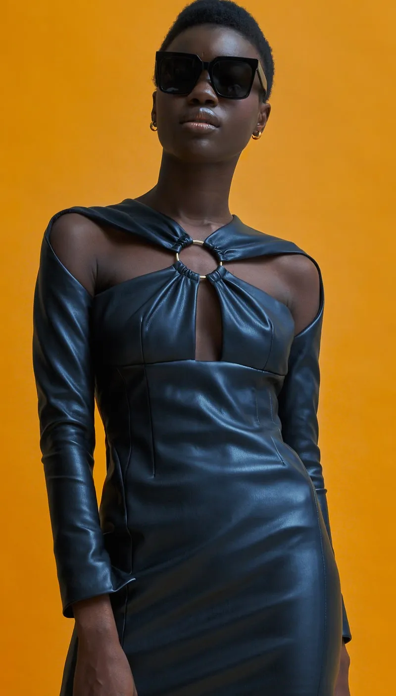 Black Vegan Leather  Dress