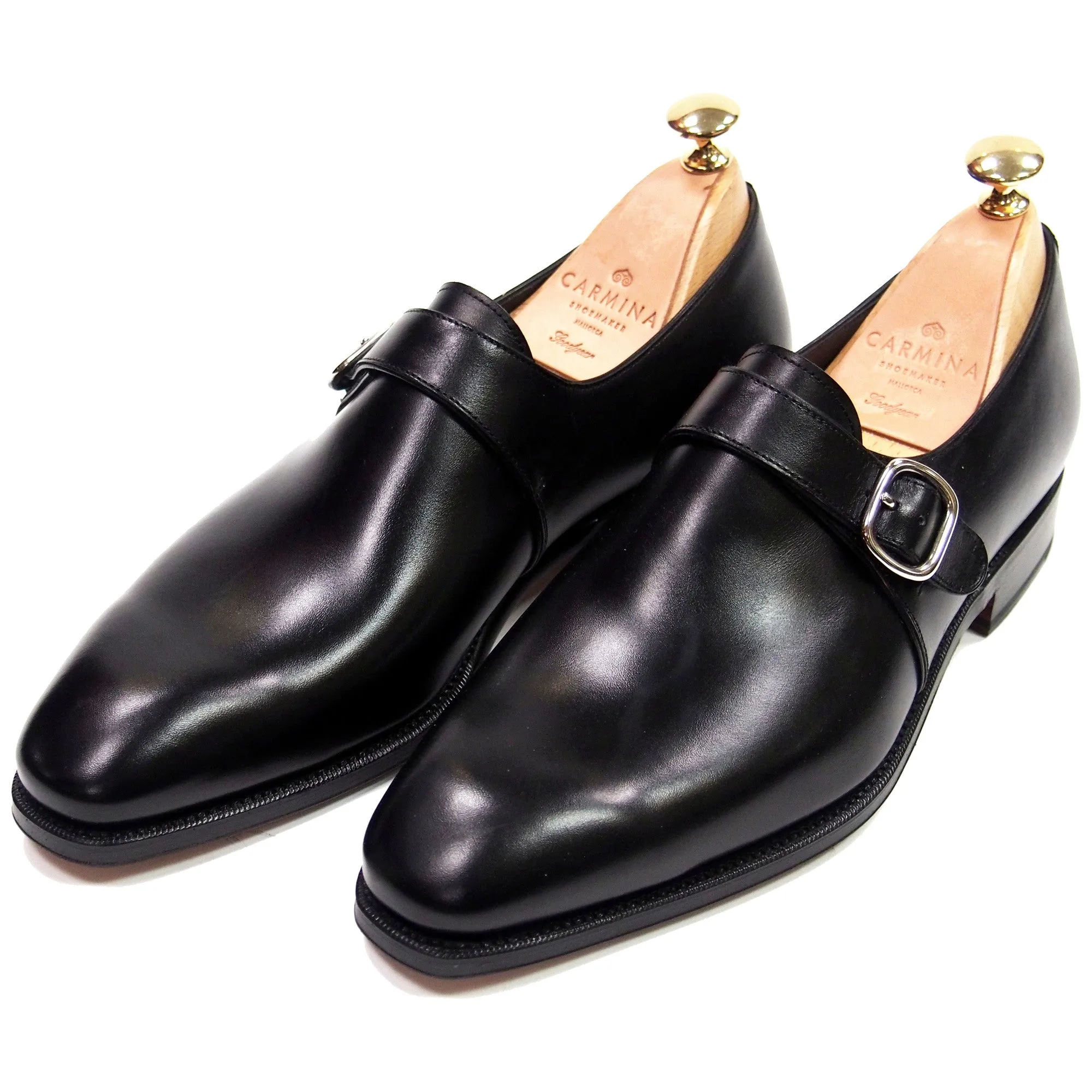 Carmina Shoemaker Single Monk Oxford - Black Calfskin - Made in Spain