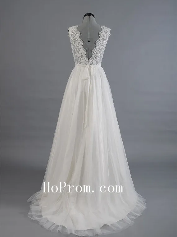 Classic Lace Wedding Dresses,White Prom Dress,Backless Evening Dresses