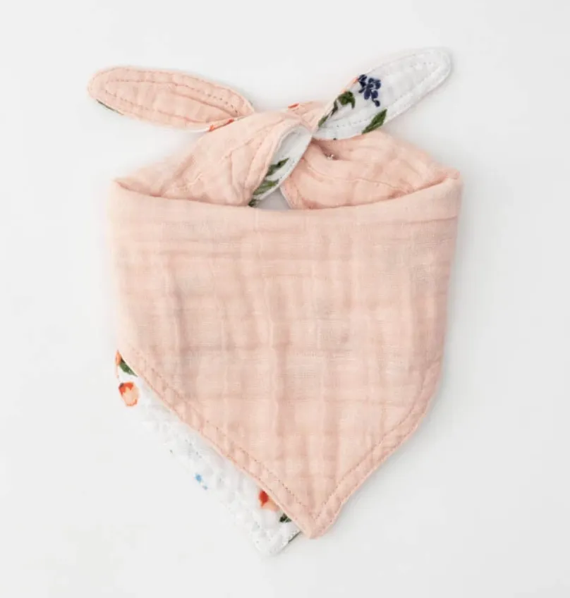 Cotton Muslin Reversible Bib- Watercolor Roses