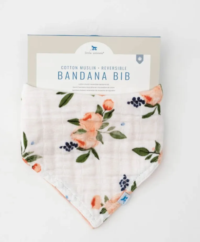 Cotton Muslin Reversible Bib- Watercolor Roses