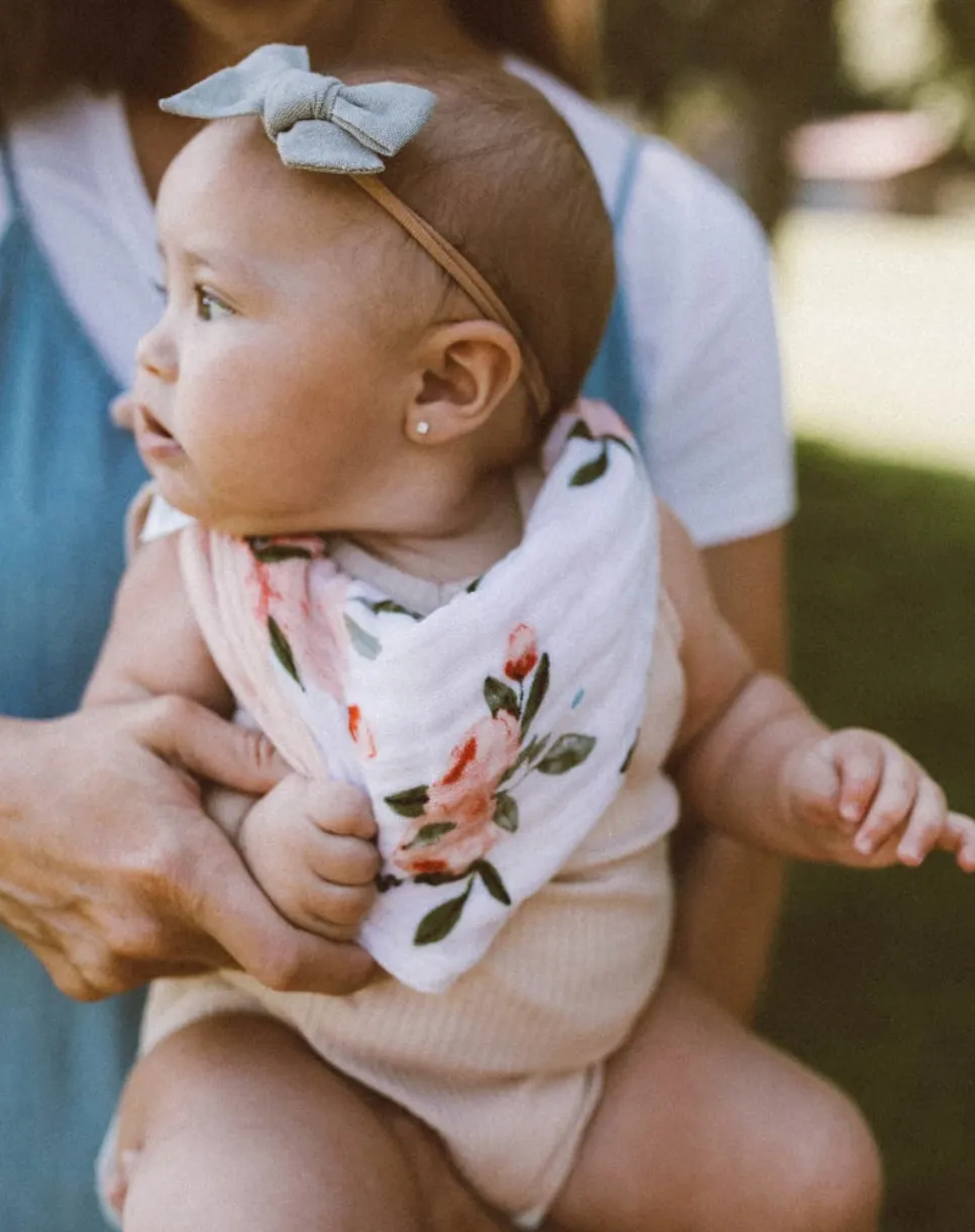 Cotton Muslin Reversible Bib- Watercolor Roses