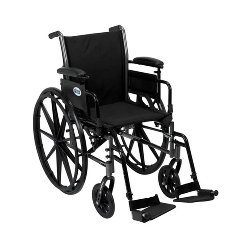 Cruiser III Light Weight Wheelchair with Flip Back Removable Arms, Adjustable Height Desk Arms, Swing away Footrests, 18" - 1 Each