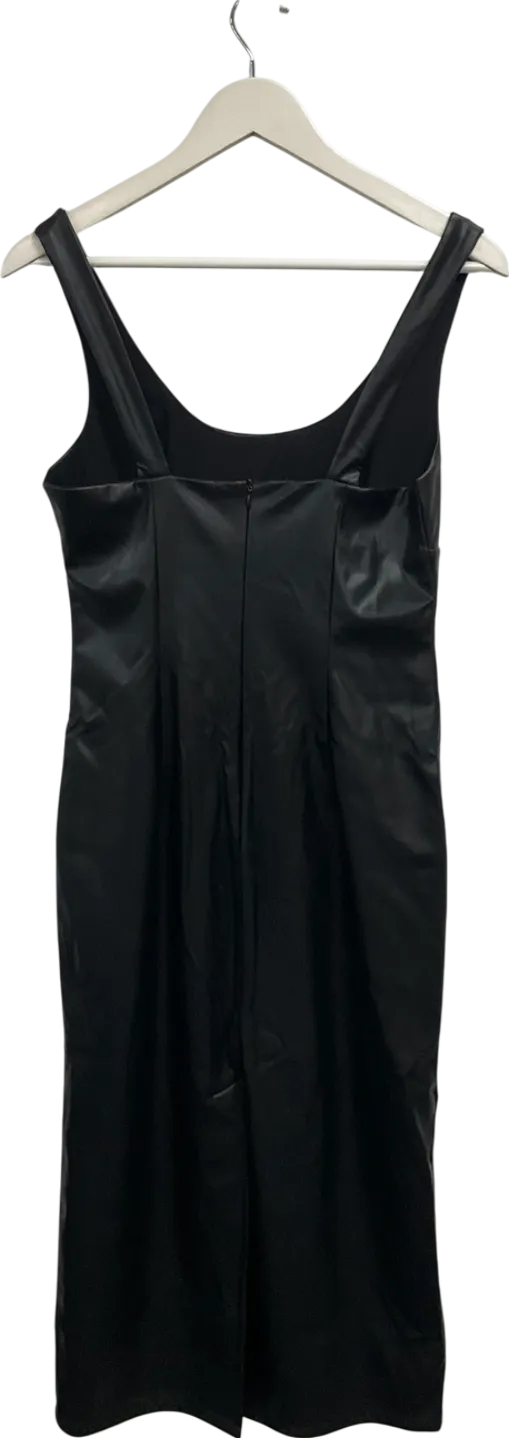 Finesse Black Maia Vegan Leather Midi Dress UK M