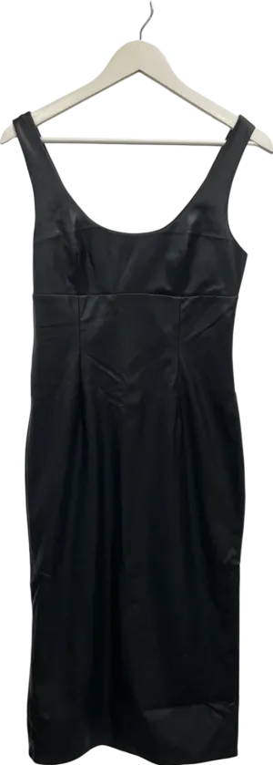 Finesse Black Maia Vegan Leather Midi Dress UK M