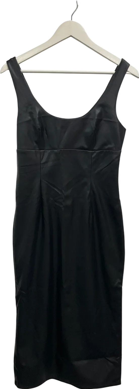 Finesse Black Maia Vegan Leather Midi Dress UK M