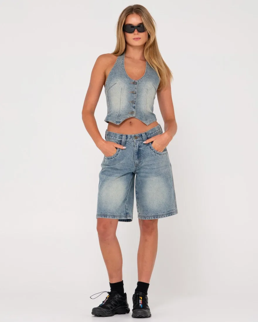 Flip Mommy Halter Neck Denim Vest