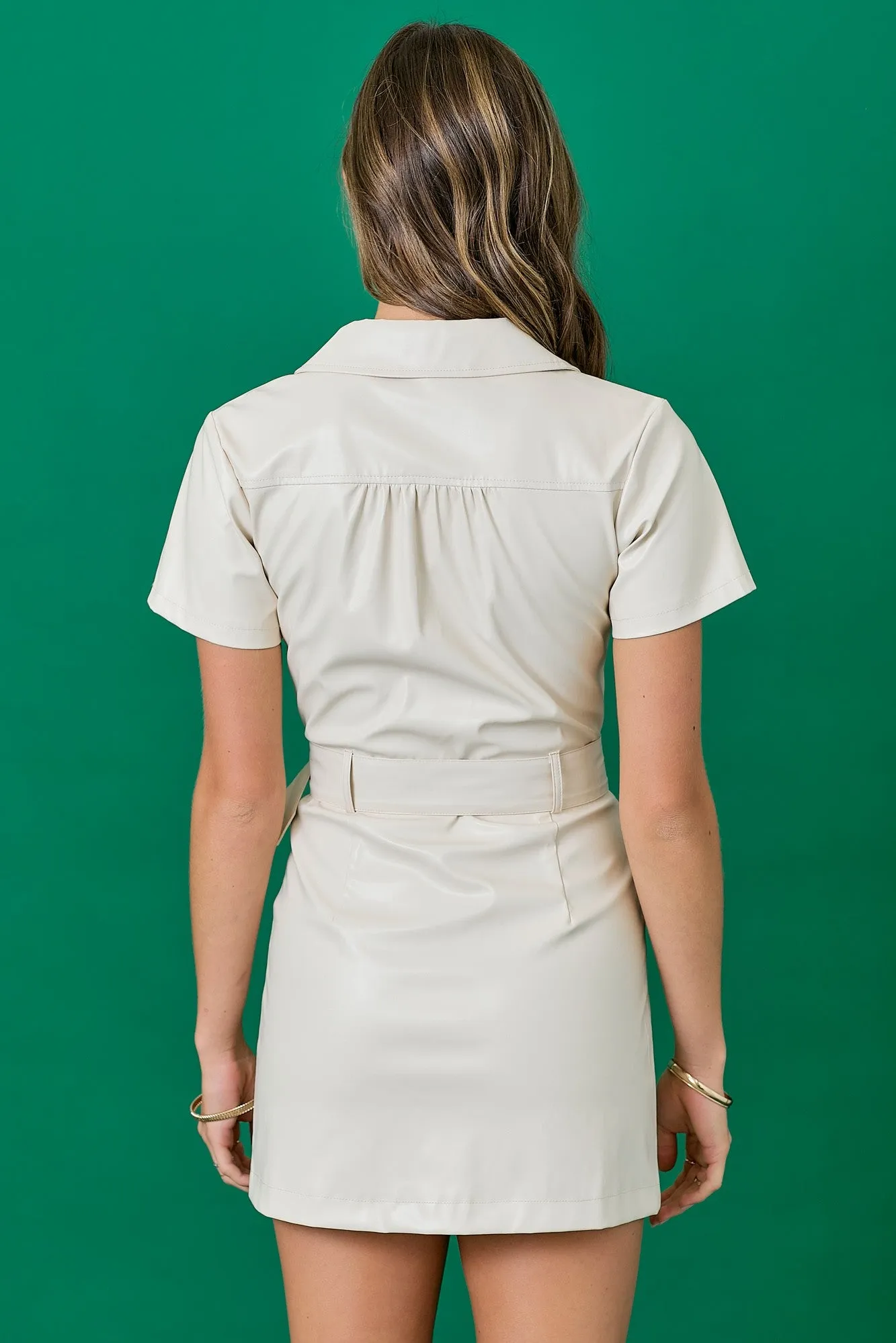 Fringe Detail Faux Leather Dress