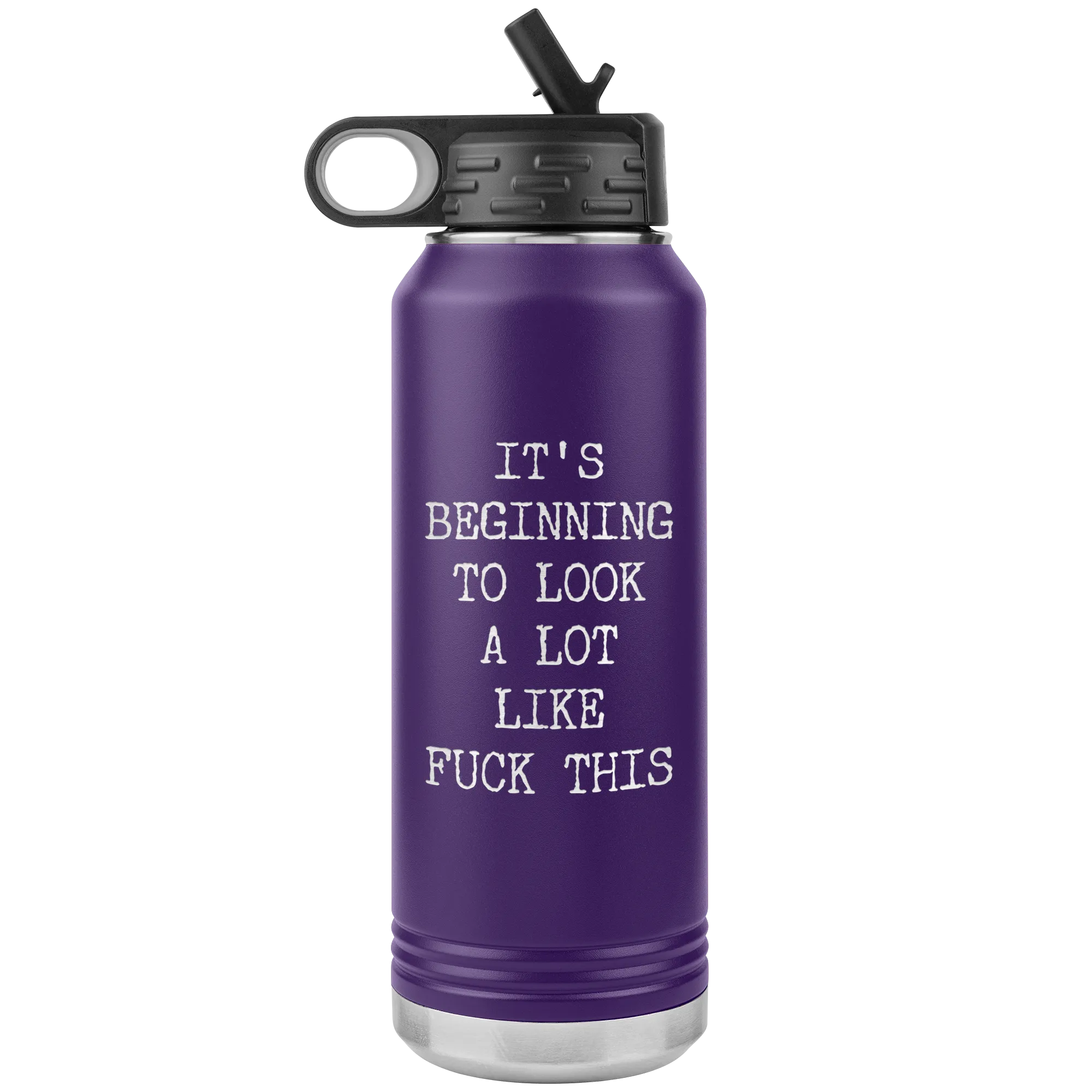Funny Christmas Gag Gift Rude Offensive Profanity It's Beginning to Look Lot Like Fuck This Coworker Exchange Naughty Mature Insulated Water Bottle 32oz BPA Free