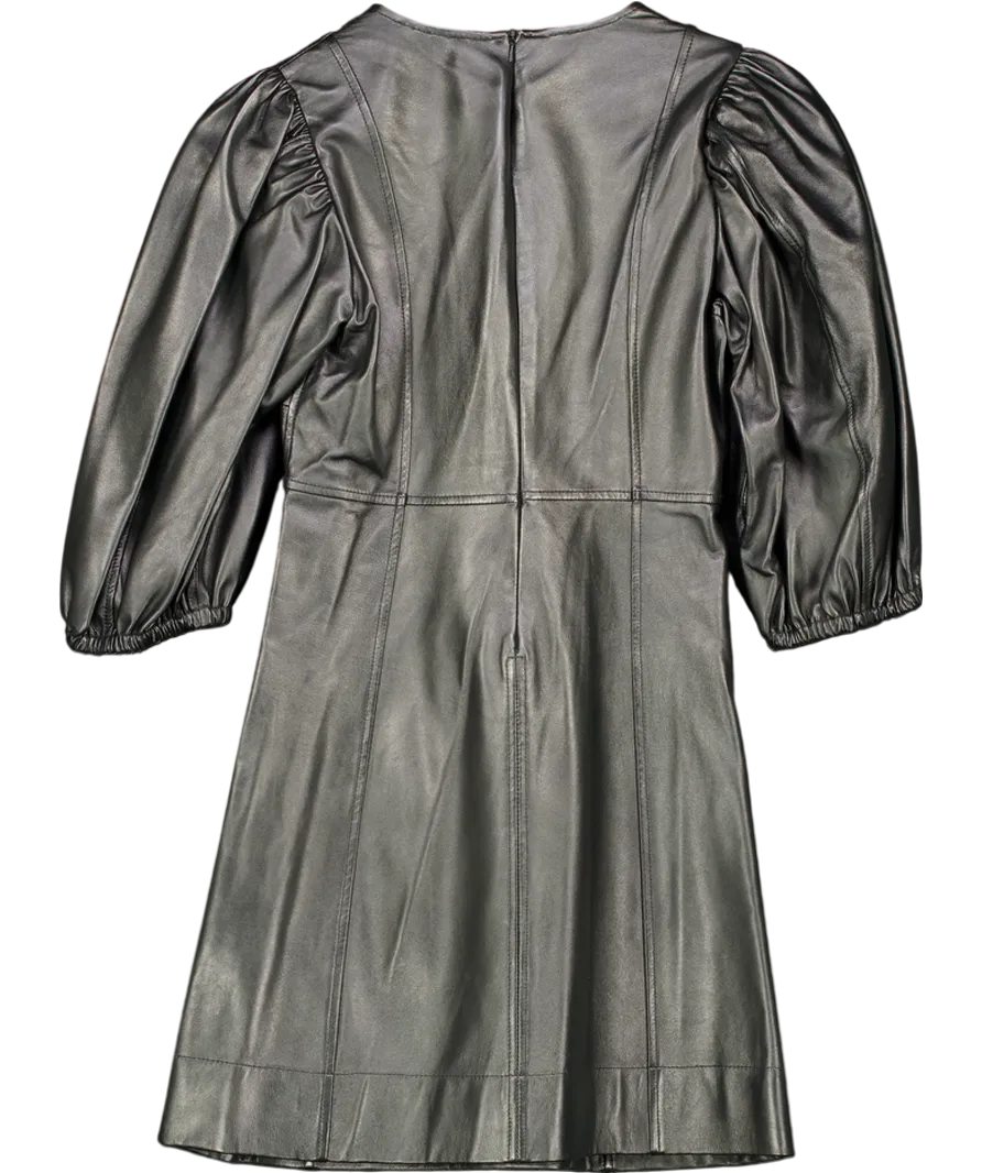 Ganni Black Lambs Leather Dress UK 6