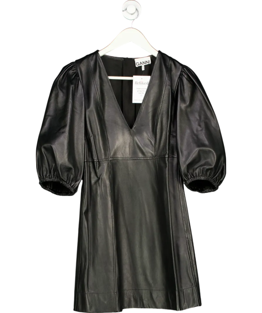 Ganni Black Lambs Leather Dress UK 6