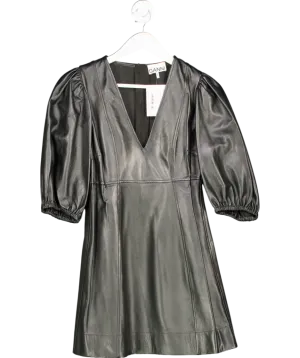 Ganni Black Lambs Leather Dress UK 6