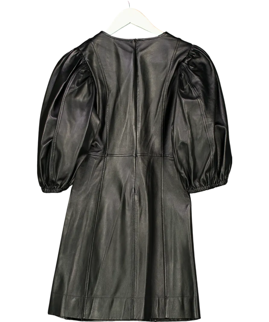 Ganni Black Lambs Leather Dress UK 6