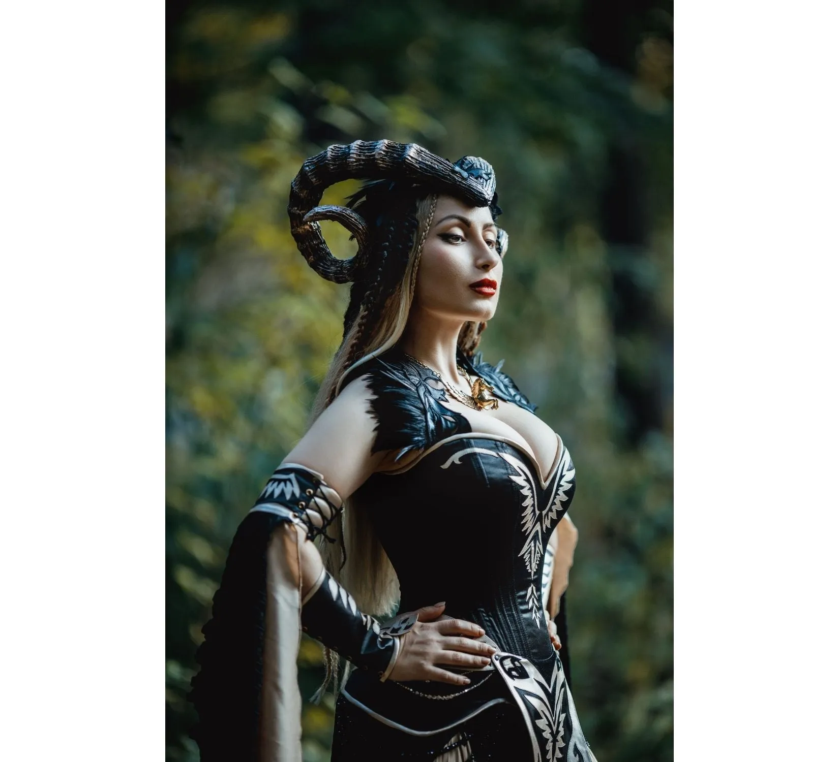 Gothic fantasy dress with eco-leather decorations