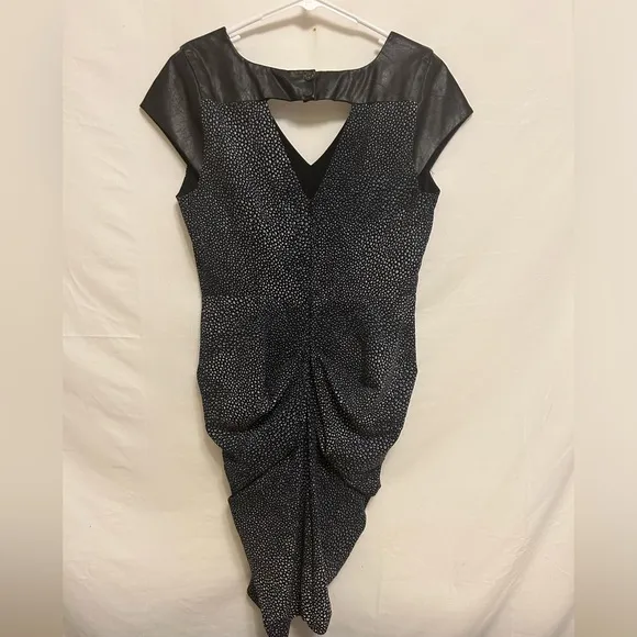 Guess‎ Ruched Mini Dress with Faux Leather Accents Size 6