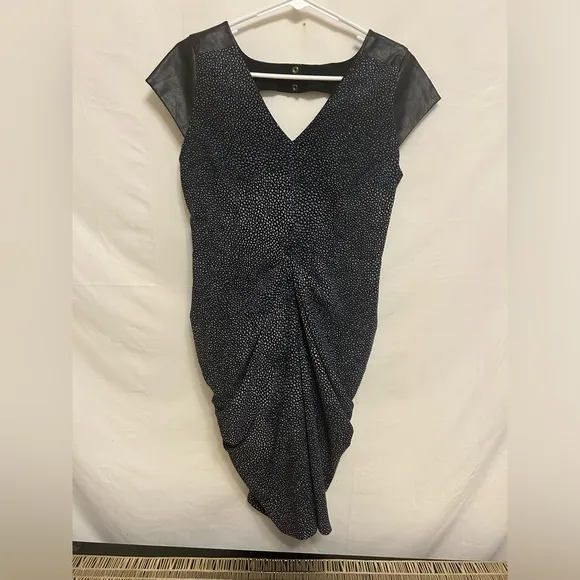 Guess‎ Ruched Mini Dress with Faux Leather Accents Size 6