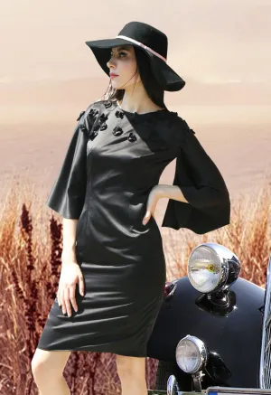 Hali Black Cocktail Dress with Sleeves
