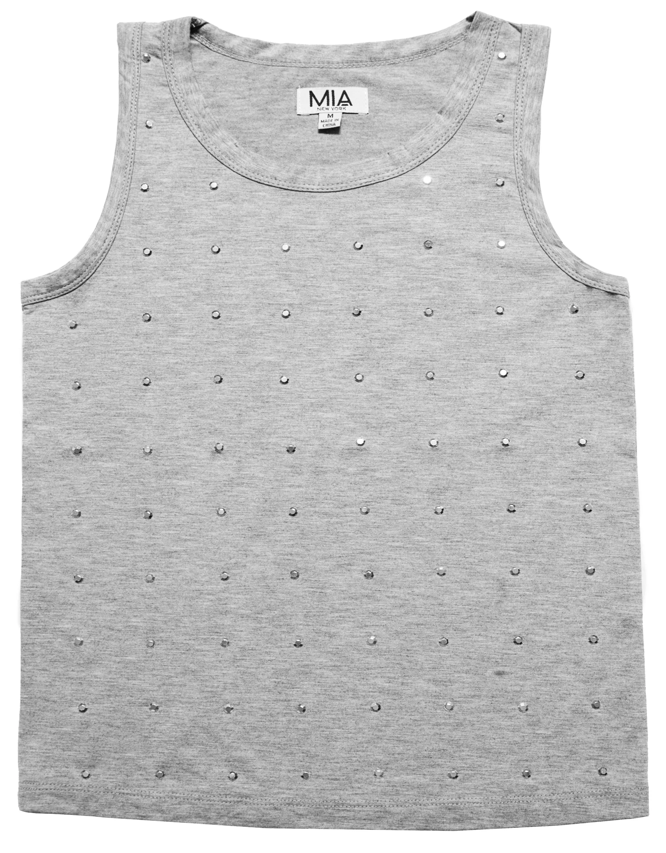 HEATHER GRAY STUDDED TANK