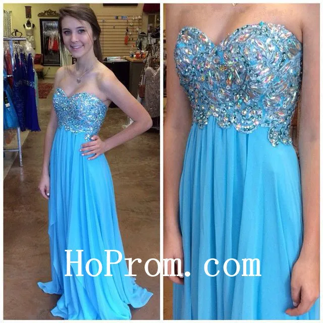 Long Prom Dresses,Blue Prom Dress,Strapless Evening Dress