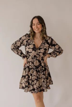 Long Sleeve Floral Tiered Mini Dress