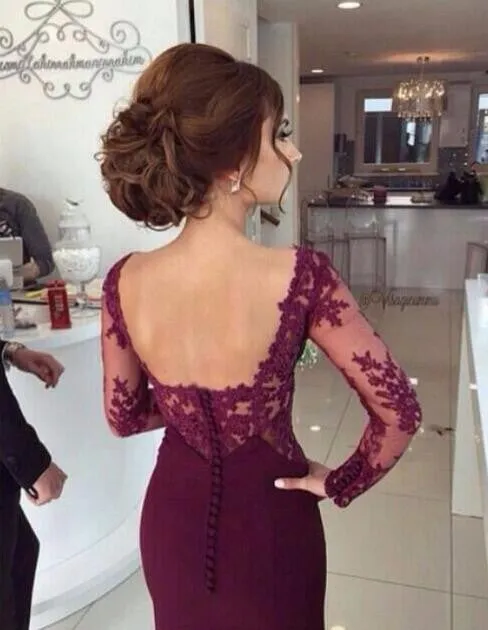 Long Sleeve Prom Dresses Mermaid Prom Dresses Backless Evening Dress