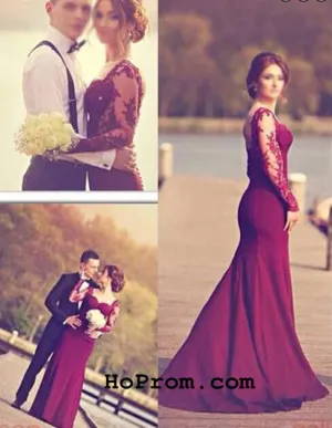 Long Sleeve Prom Dresses Mermaid Prom Dresses Backless Evening Dress