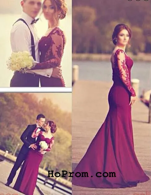 Long Sleeve Prom Dresses Mermaid Prom Dresses Backless Evening Dress