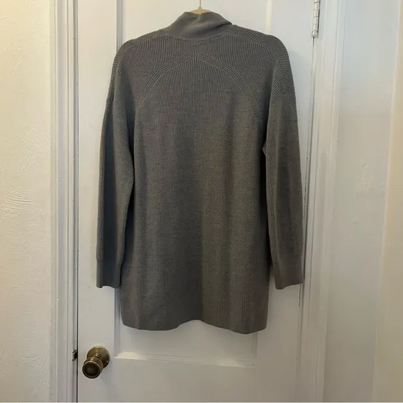 Lululemon Merino Wool-Blend Ribbed Long Wrap Sweater Heathered Gull Grey | sz 2