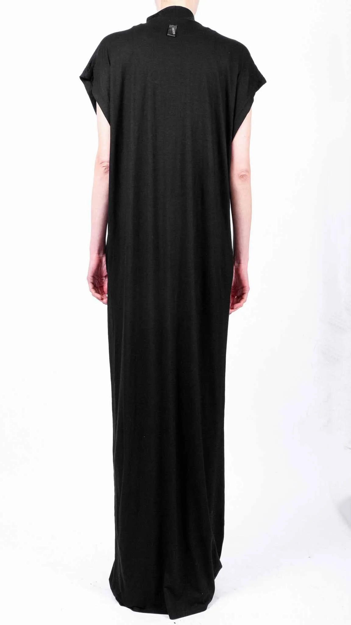 Maxi Jersey Sleeveless Dress with Leather Detail