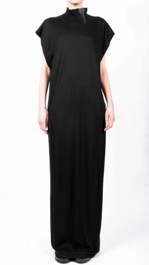 Maxi Jersey Sleeveless Dress with Leather Detail
