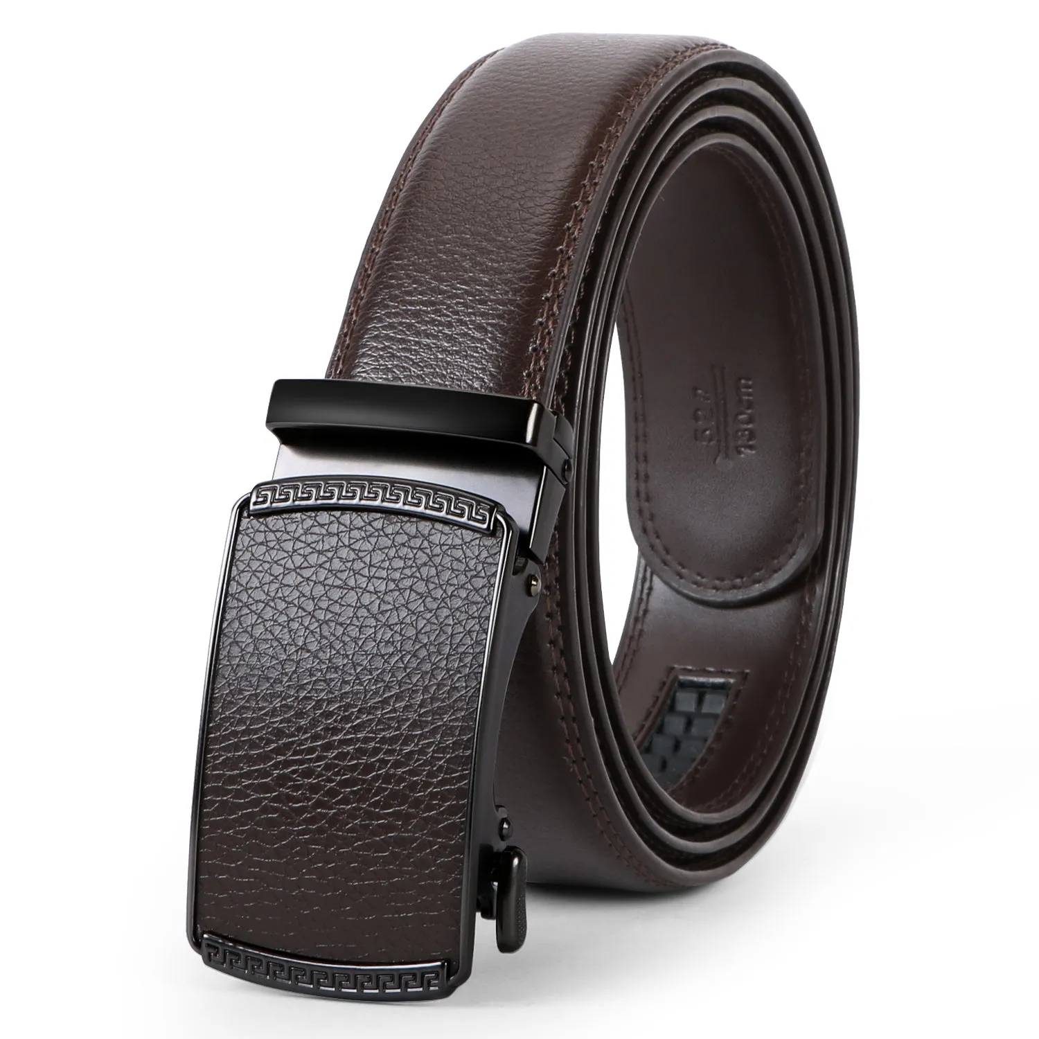 Men's Leather Ratchet Dress Belt with Automatic Buckle in Gift Box by JASGOOD