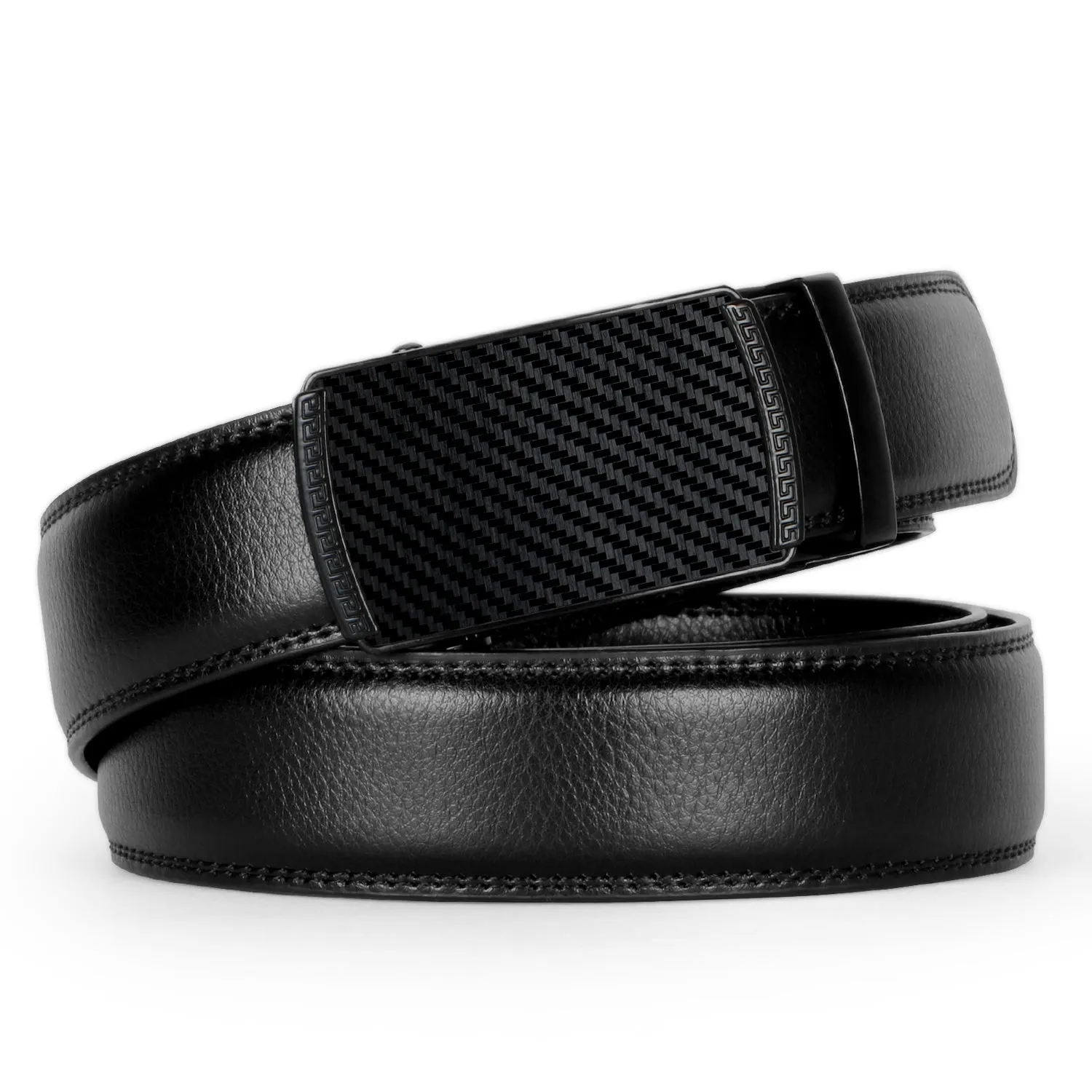 Men's Leather Ratchet Dress Belt with Automatic Buckle in Gift Box by JASGOOD