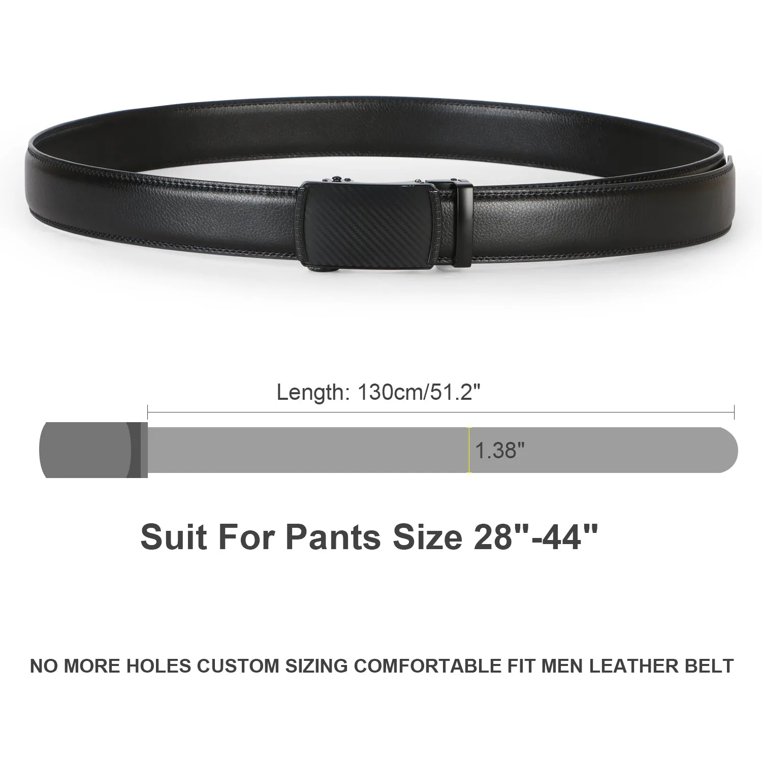 Men's Leather Ratchet Dress Belt with Automatic Buckle in Gift Box by JASGOOD
