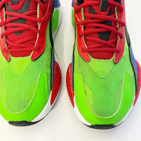 Men’s Puma RS-X³ Tailored Sneakers Fluo Green Black-Dazzling Blue Men’s Size 7.5