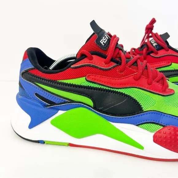 Men’s Puma RS-X³ Tailored Sneakers Fluo Green Black-Dazzling Blue Men’s Size 7.5